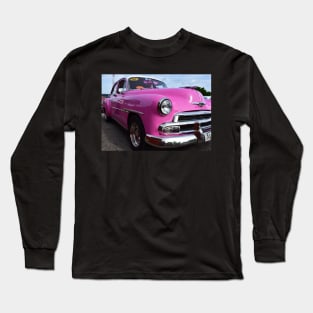 Big Pink Classic Car in Cuba Long Sleeve T-Shirt